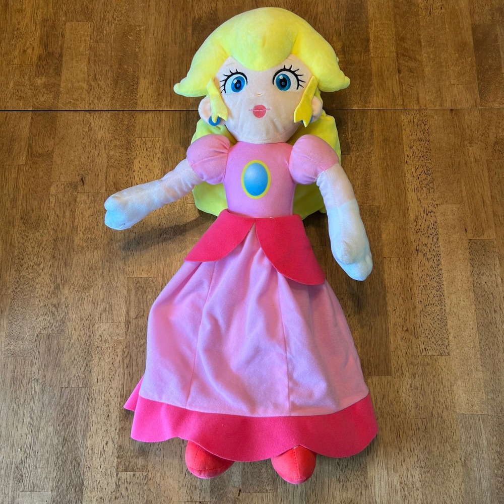 Nintendo Super Mario Princess Peach‎ Plush Stuffed Toy Pink Dress 24 Inch Large